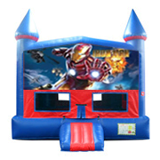Iron Man Red and Blue Castle Moonwalk w/basketball goal
