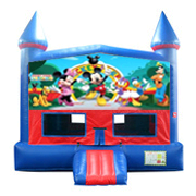 Mickey Mouse Clubhouse Red and Blue Castle Moonwalk w/basketball goal