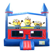Minions Red and Blue Castle Moonwalk w/basketball goal