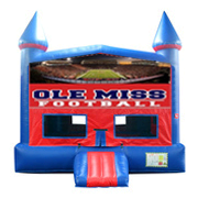 Ole Miss Red and Blue Castle Moonwalk w/basketball goal