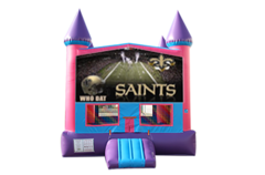 Saints Pink and Purple Castle Moonwalk w/ basketball goal