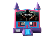 Call of Duty Pink and Purple Castle Moonwalk w/ basketball goal
