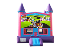 Mickey Mouse Roadster Pink and Purple Castle Moonwalk w/ basketball goal