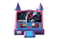 Spider man Pink and Purple Castle Moonwalk w/ basketball goal