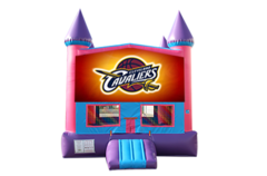 Cleveland Cavaliers Pink and Purple Castle Moonwalk w/basketball goal