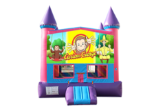Curious George Pink and Purple Castle Moonwalk w/basketball goal