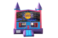 Los Angeles Lakers Pink and Purple Castle Moonwalk w/basketball goal