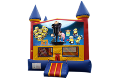 Despicable Me Red, Yellow, Blue Castle Moonwalk w/basketball goal