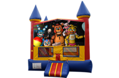 Five Nights at Freddy's Red, Yellow, Blue Castle Moonwalk w/basketball goal