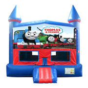 Thomas the Train Red and Blue Moonwalk w/basketball goal