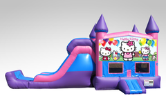 Hello Kitty Pink and Purple Bounce House Combo w/Single Lane Dry Slide