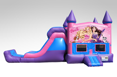 Barbie Pink and Purple Bounce House Combo w/Single Lane Dry Slide