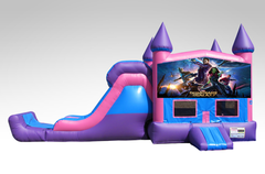 Guardians of the Galaxy Pink and Purple Bounce House Combo w/Single Lane Dry Slide