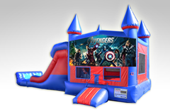 Avengers Red and Blue Bounce House Combo w/Dual Lane Dry Slide