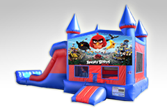 Angry Birds Red and Blue Bounce House Combo w/Dual Lane Dry Slide