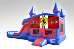 Ferrari Red and Blue Bounce House Combo w/Dual Lane Dry Slide