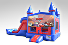 Cars Red and Blue Bounce House Combo w/Dual Lane Dry Slide