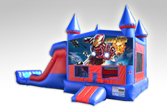 Iron Man Red and Blue Bounce House Combo w/Dual Lane Dry Slide
