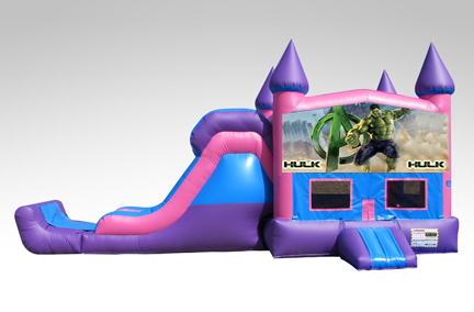 Hulk Pink and Purple Bounce House Combo w/Single Lane Dry Slide