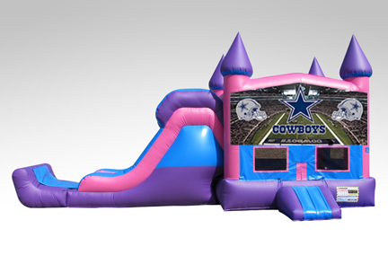 Dallas Cowboys Pink and Purple Bounce House Combo w/Single Lane Dry Slide