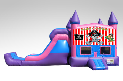 Pirates Pink and Purple Bounce House Combo w/Single Lane Dry Slide