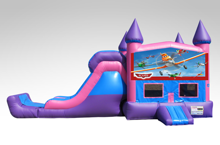 Planes Pink and Purple Bounce House Combo w/Single Lane Dry Slide