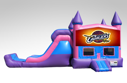 Cleveland Cavaliers Pink and Purple Bounce House Combo w/Single Lane Dry Slide