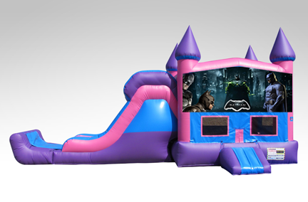 Batman Pink and Purple Bounce House Combo w/Single Lane Dry Slide