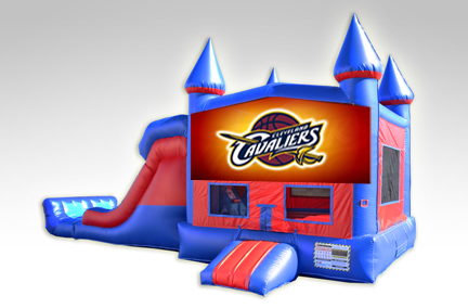 Cleveland Cavaliers Red and Blue Bounce House Combo w/Dual Lane Dry Slide