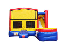 Multi Colored 7 in 1 Bounce House Slide Wet/Dry