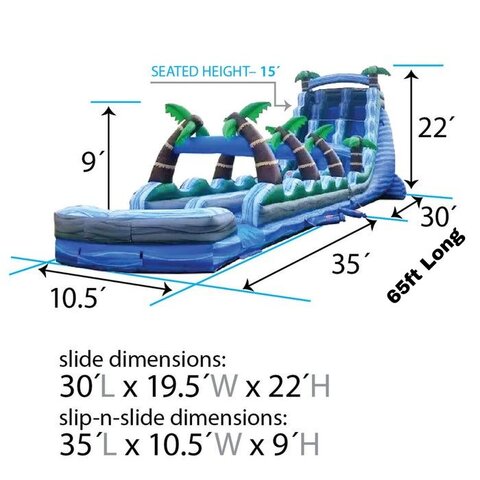 22ft Tropical Dual Lane Wet Slide rental Chapel Hill NC
