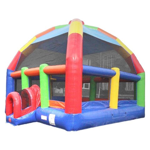 Giant Rainbow Bounce House basketball hoop Youngsville NC