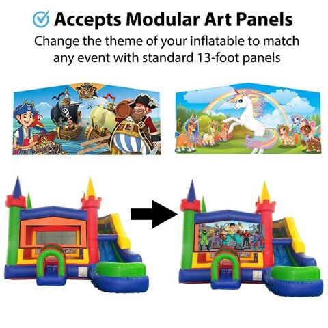 Jungle Castle combo bounce house with hoop in Knightdale, NC