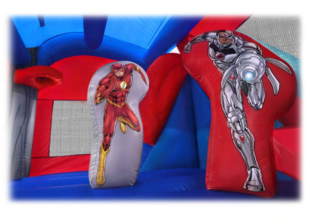 Justice League wet/dry bounce house combo rental in Durham NC