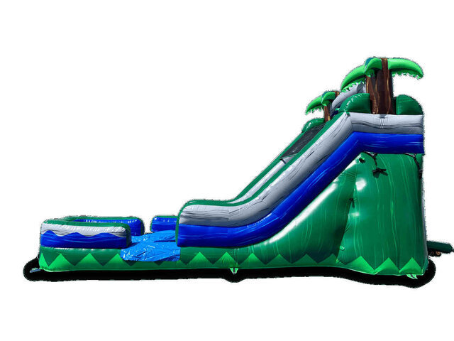 Small tropical-themed inflatable water slide in Franklinton, NC