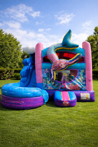 Glittery Mermaid Combo Water Slide Bounce House Glittery Mermaid Combo Water Slide Bounce House