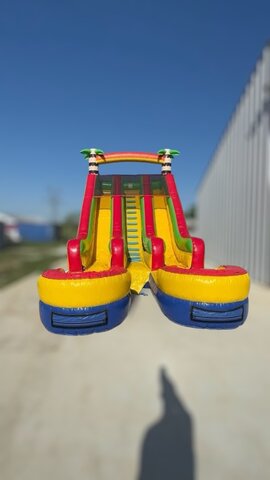 18 FT Tropical Double Lane Water/Dry Slide 18 FT Tropical Double Lane Water/Dry Slide