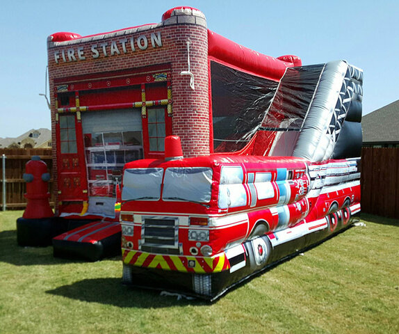 Fire Station Truck Inflatable Bounce House Slide Combo Fire Station Truck Inflatable Bounce House Slide Combo