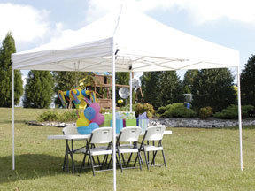 Tent Pop up 10x15 tent w/ 12 Brown Chairs & 2 6ft Tables