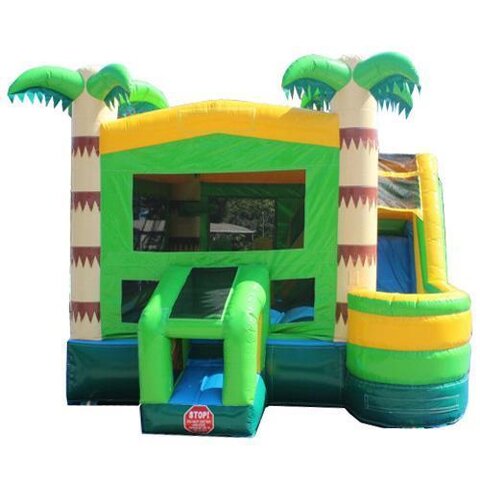 Tropical Palm Tree Bounce House With Slide Tropical Palm Tree Bounce House With Slide
