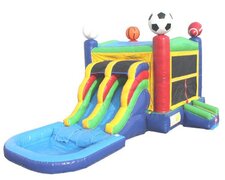 Sports Bounce House With Double Lane Dry Slide
