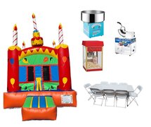  Jump & Snack SpecialBounce House, 2 Tables, 12 Chairs & 1 Concession Perfect For Backyard Parties  