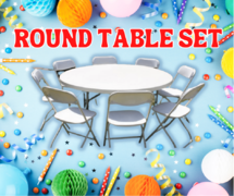 5FT Round Table Set1 Table with 6 Chairs Perfect For Parties!