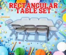  6FT Rectangular Table Set1 Table with 6 Chairs Perfect For Parties!