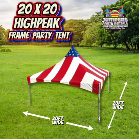 20x20 High Peak Frame Party Tent - Red White and Blue 20x20 High Peak Frame Party Tent - Red White and Blue