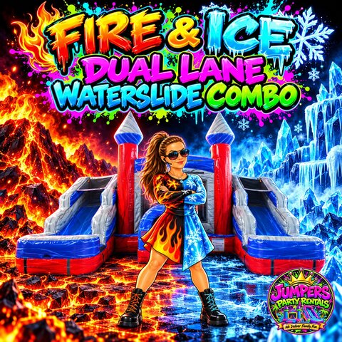 Fire & Ice Dual Lane Waterslide Combo Fire & Ice Dual Lane Waterslide Combo