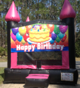 Happy Birthday Neon Pink Black Castle