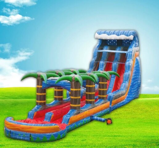 22ft Tropical Fire Blast Dual Lane Water Slide with Slip and Slide 22ft Tropical Fire Blast Dual Lane Water Slide with Slip and Slide