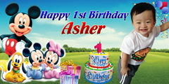Birthday banners with your kid picture or your favorite character 2 x 7 Birthday banners with your kid picture or your favorite character 2 x 7