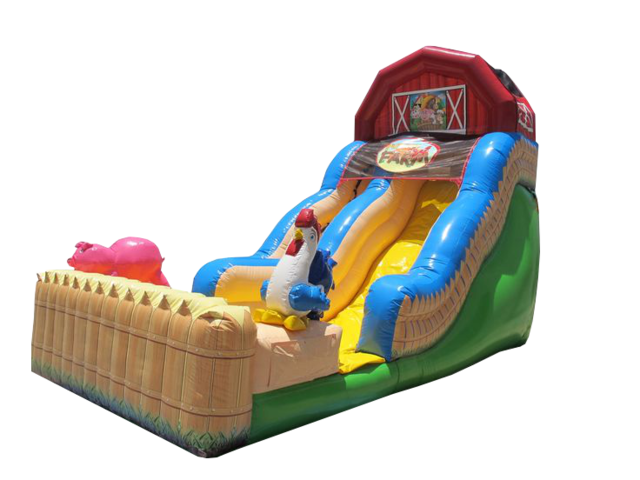 18' Funny Farm Inflatable Slide (DRY)